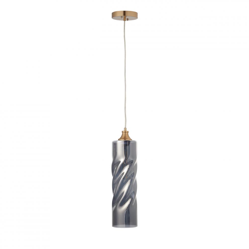 CARRO HOME Gemini Cylinder Ombre Glass Pendant Light – Smoke Gray