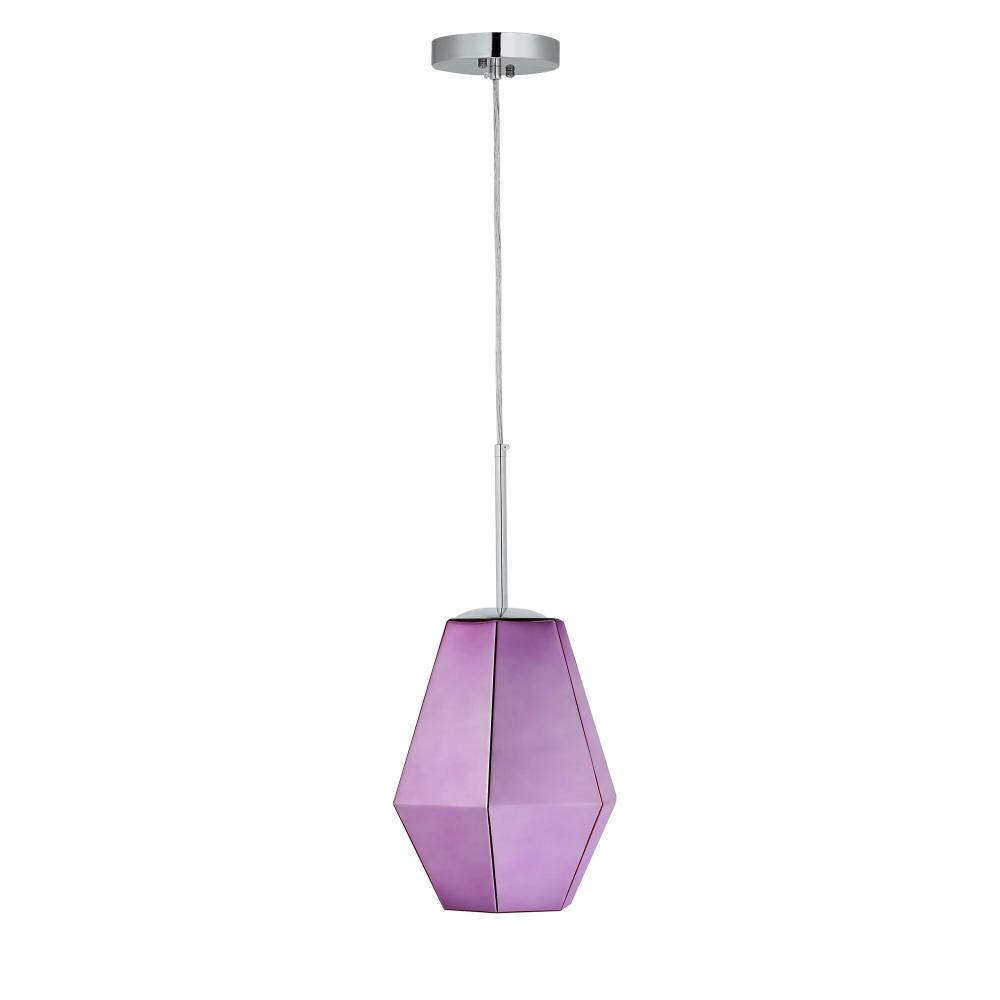 CARRO HOME  Taurus Jewel Tone Glass Pendant Light – Rose Pink Sapphire