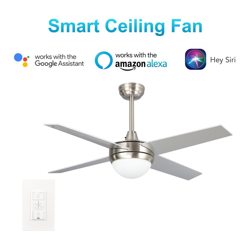 Neva 48-inch Indoor Smart Ceiling Fan with LED Light Kit & Wall Control, Works with Google Assistant