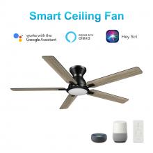 Carro USA VS525J-L12-BG-1-FM - Espear 52-inch Smart Ceiling Fan with Remote, Light Kit Included, Works with Google Assistant, Amazo