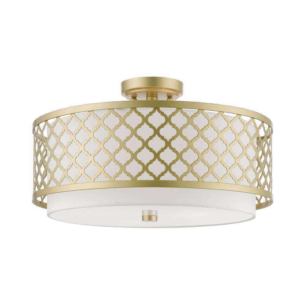 3 Light Soft Gold Large Semi-Flush