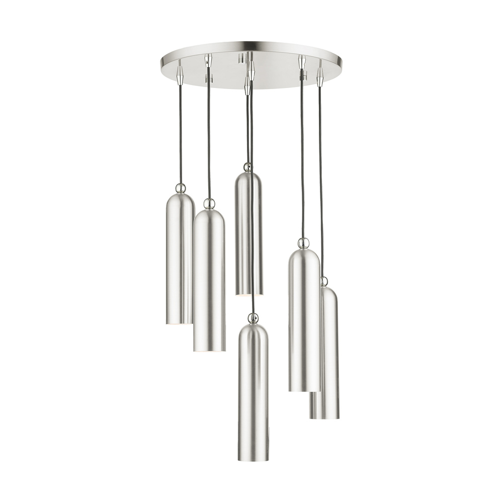 6 Lt Brushed Nickel Pendant