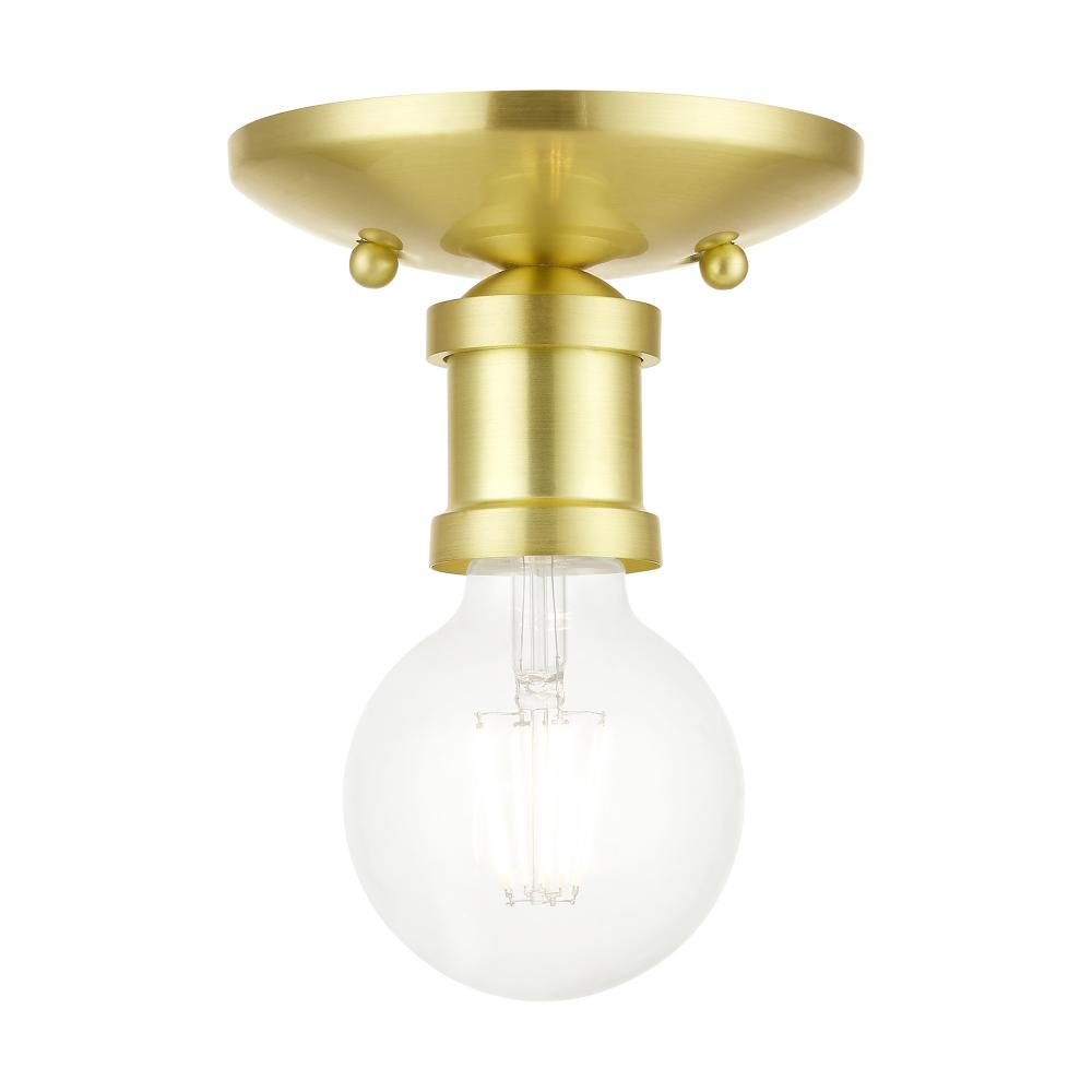 1 Light Satin Brass Single Flush Mount