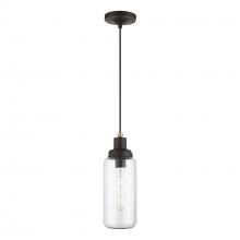 Livex Lighting 40614-07 - 1 Light Bronze with Antique Brass Accent Mini Pendant