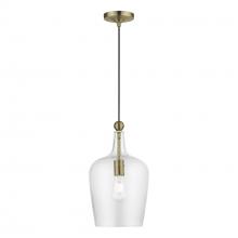 Livex Lighting 41237-01 - 1 Light Antique Brass Single Pendant