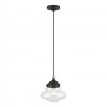 Livex Lighting 41293-04 - 1 Light Black with Brushed Nickel Accent Mini Pendant