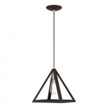 Livex Lighting 41329-07 - 1 Light Bronze with Antique Brass Accents Pendant