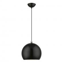 Livex Lighting 45482-68 - 1 Light Shiny Black with Polished Chrome Accents Globe Pendant