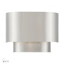 Livex Lighting 50299-91 - 1 Light Brushed Nickel ADA Sconce with Brushed Nickel Metal Shade with Shiny White Inside