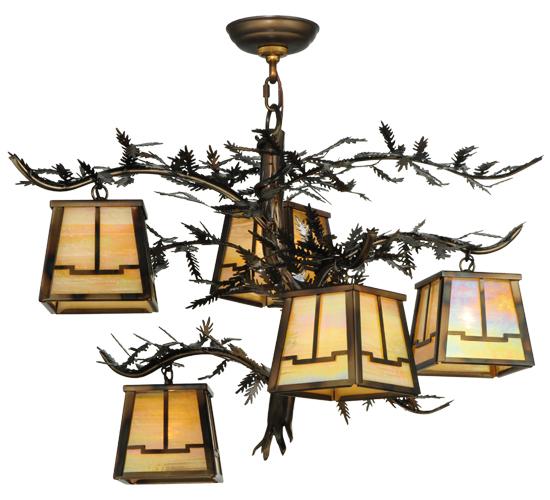 29"W Pine Branch Valley View 5 LT Chandelier