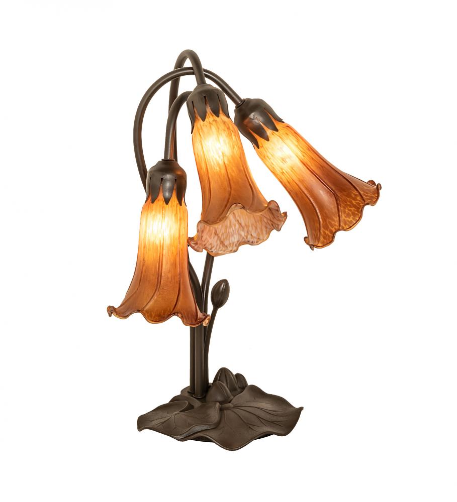 16" High Amber Tiffany Pond Lily 3 Light Accent Lamp