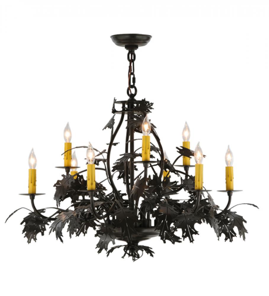 32" Wide Oak Leaf & Acorn 9 Light Chandelier