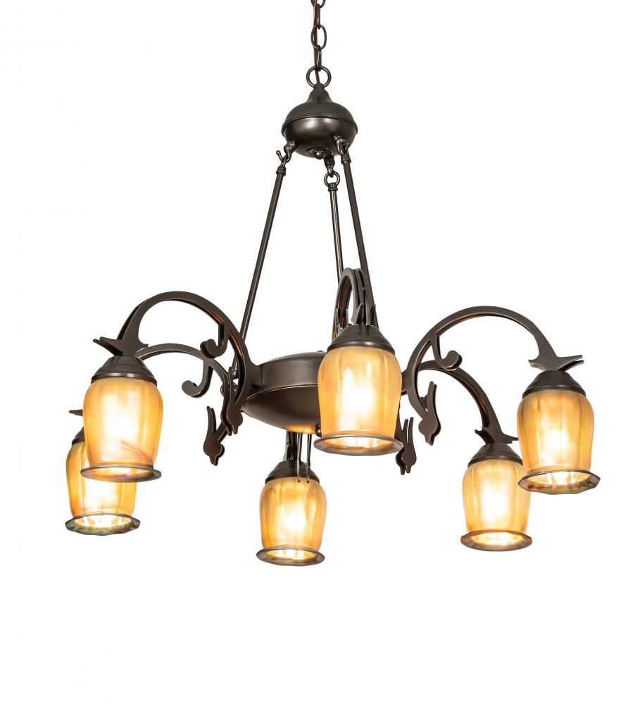 29" Wide Revival Favrile 6 Light Chandelier