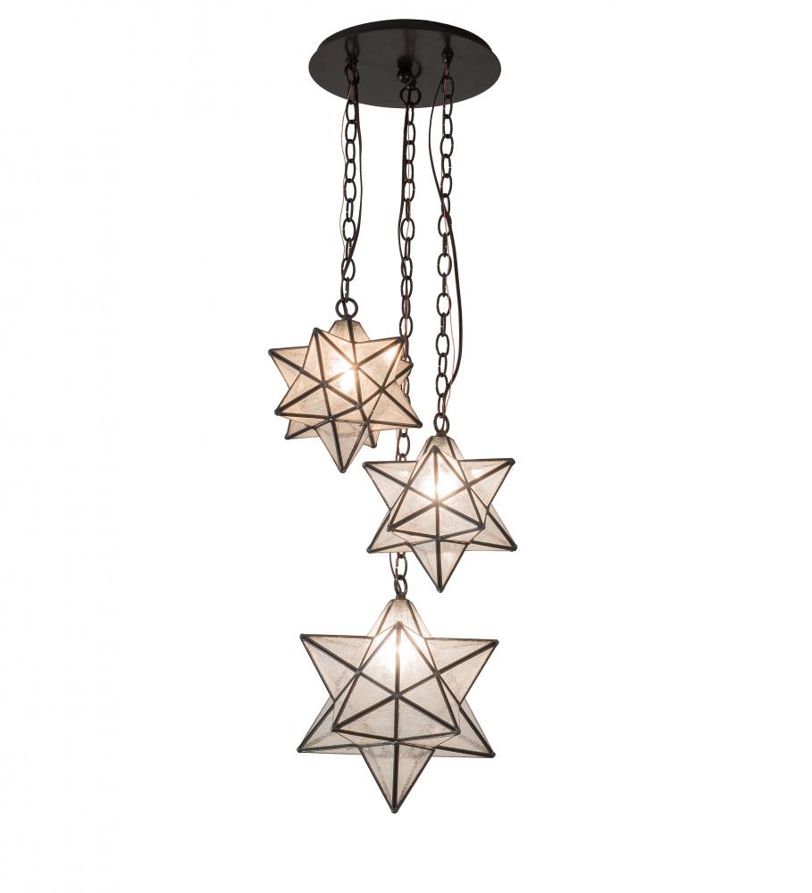 17" Wide Moravian Star 3 Light Cascading Pendant