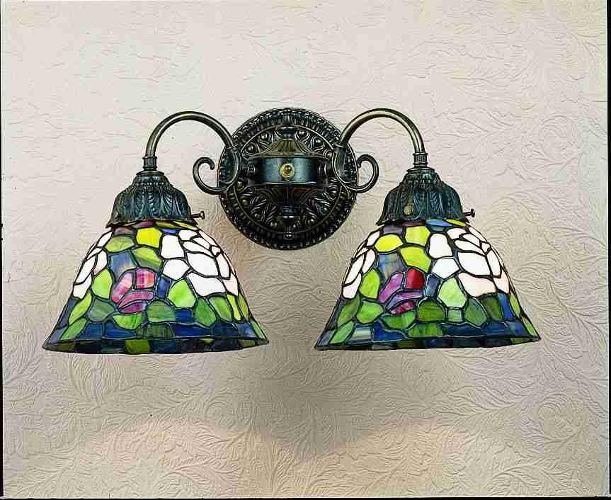 18" Wide Tiffany Rosebush 2 Light Wall Sconce