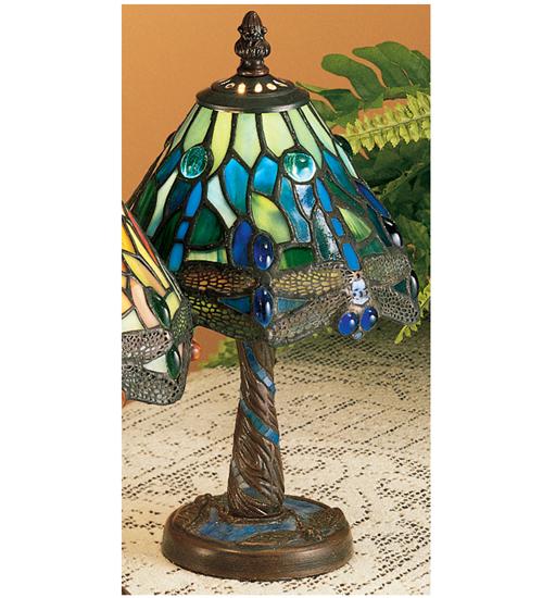 12"H Tiffany Hanginghead Dragonfly W/Mosaic Base Mini Lamp