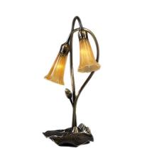 Meyda Blue 12980 - 16" High Amber Tiffany Pond Lily 2 LT Accent Lamp