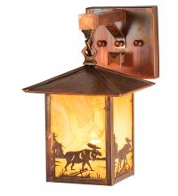 Meyda Blue 241118 - 7" Square Seneca Moose at Lake Straight Arm Wall Sconce