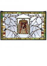 Meyda Blue 69502 - 28"W X 18"H Pack Basket Stained Glass Window