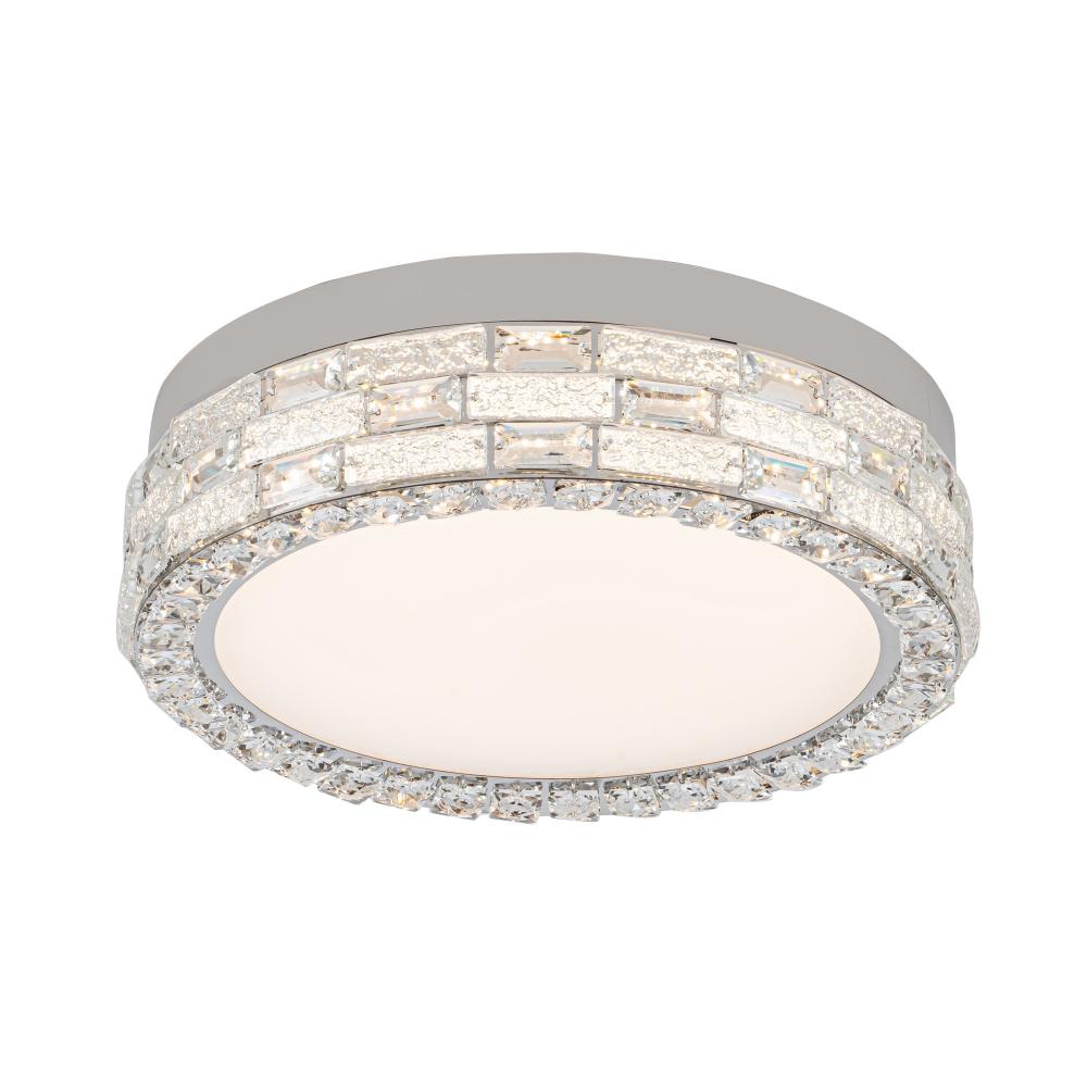 Elegance Integrated LED Flush Mount 20", Chrome with Crystal Glassware