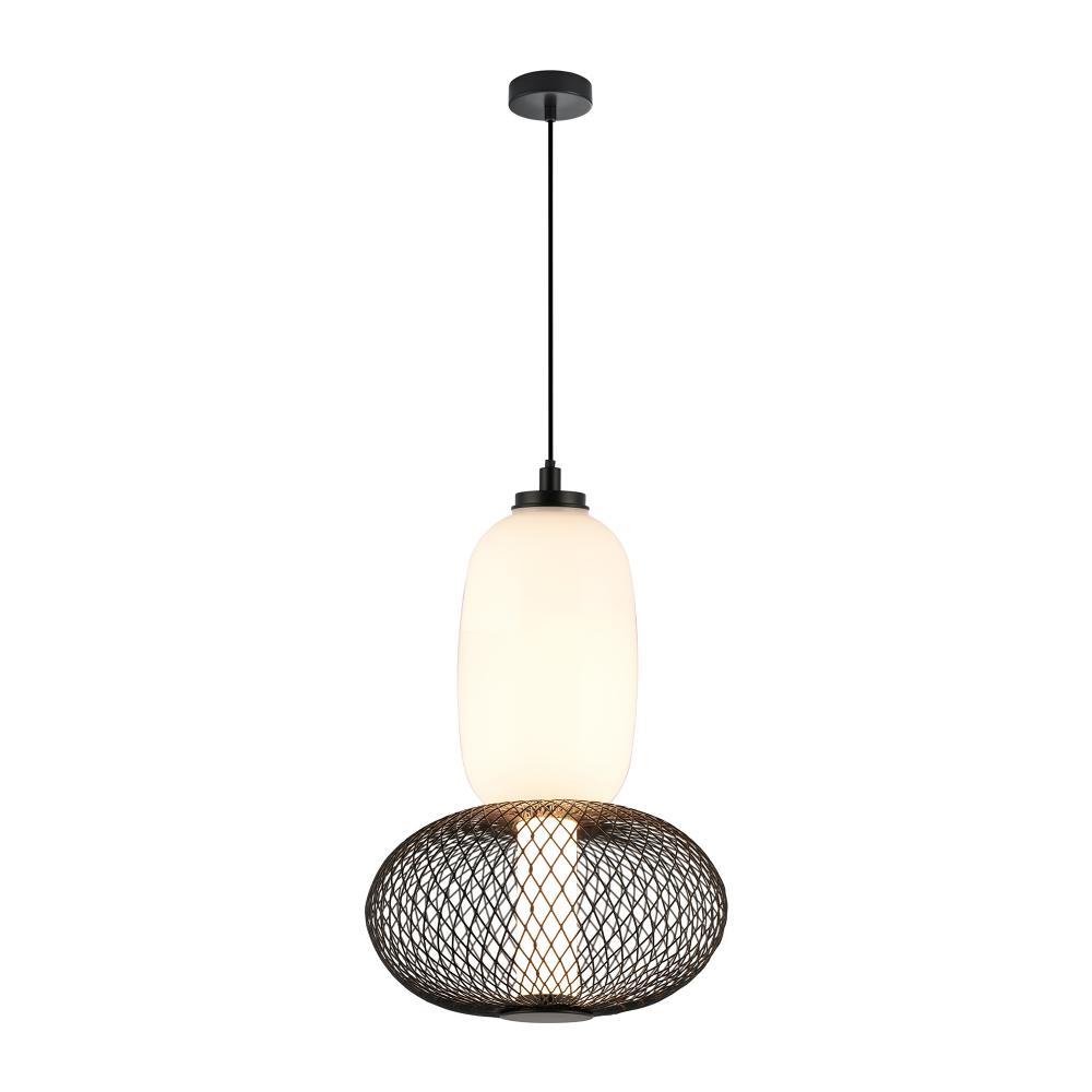 Ace Integrated LED Pendant, Black with White Opal Glassware