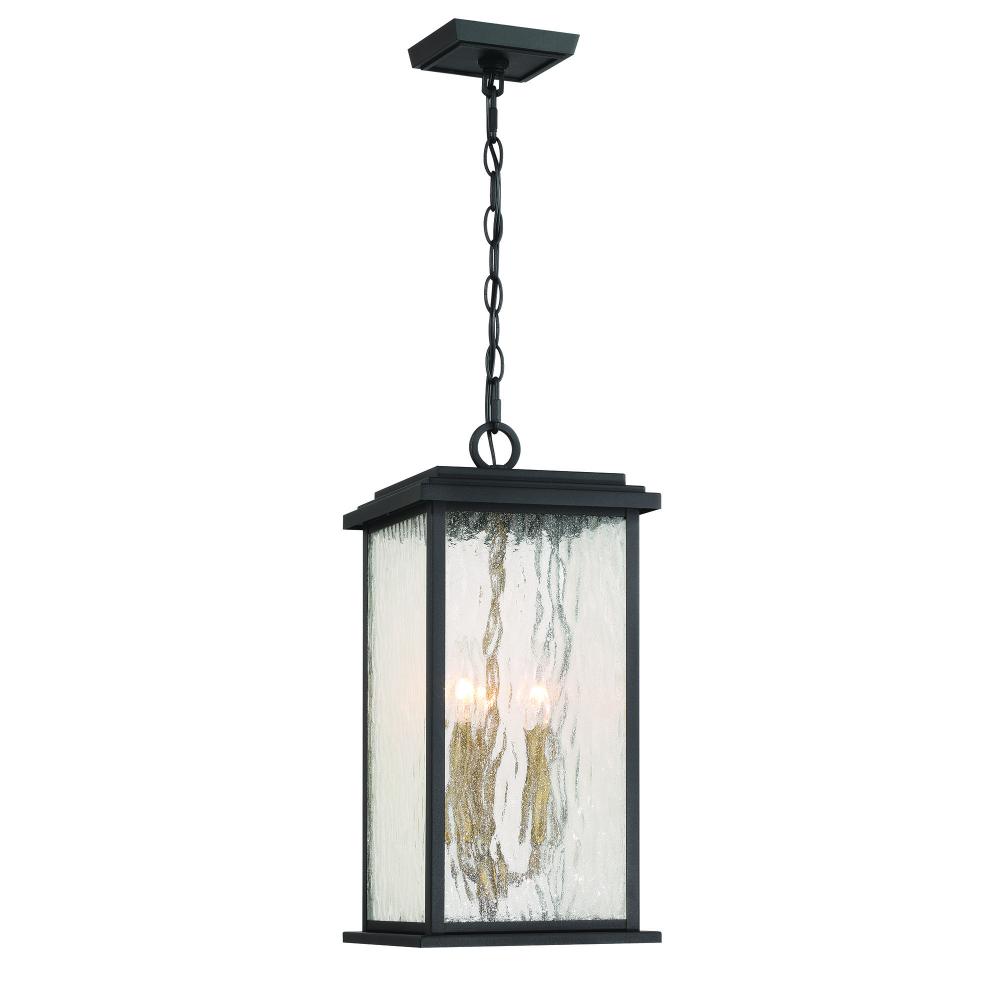 Estate 3 Light Outdoor Pendant, Black, Brass with Rain Glassware