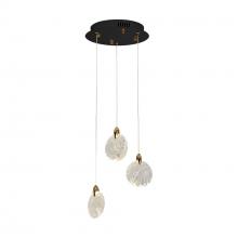 Artcraft AC12151BB - Snowflake 3 Light Integrated LED Pendant, Satin Brass