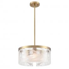 Artcraft AC12171BR - Skye 3 Light Pendant 15", Brass with Wispy White Murano Style Glass