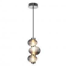 Artcraft AC7800CH - Ariel Integrated LED Pendant 13.5", Chrome with Ribbed Smoke Ombre Glassware