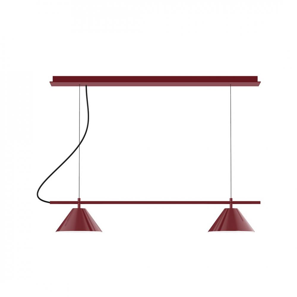 2-Light Linear Axis LED Chandelier, Barn Red