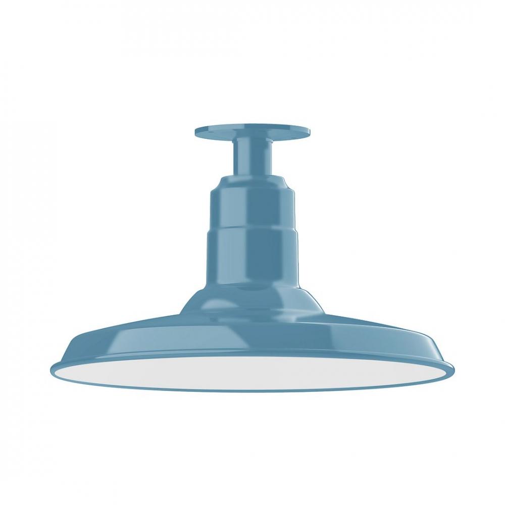 14" Warehouse shade, LED Flush Mount ceiling light, Light Blue