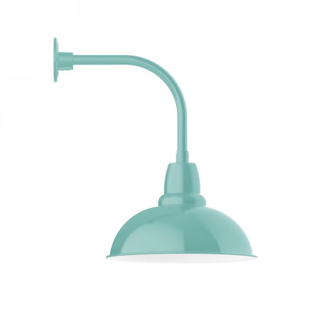 16" Cafe shade, LED Curved Arm Wall Mount, Sea Green