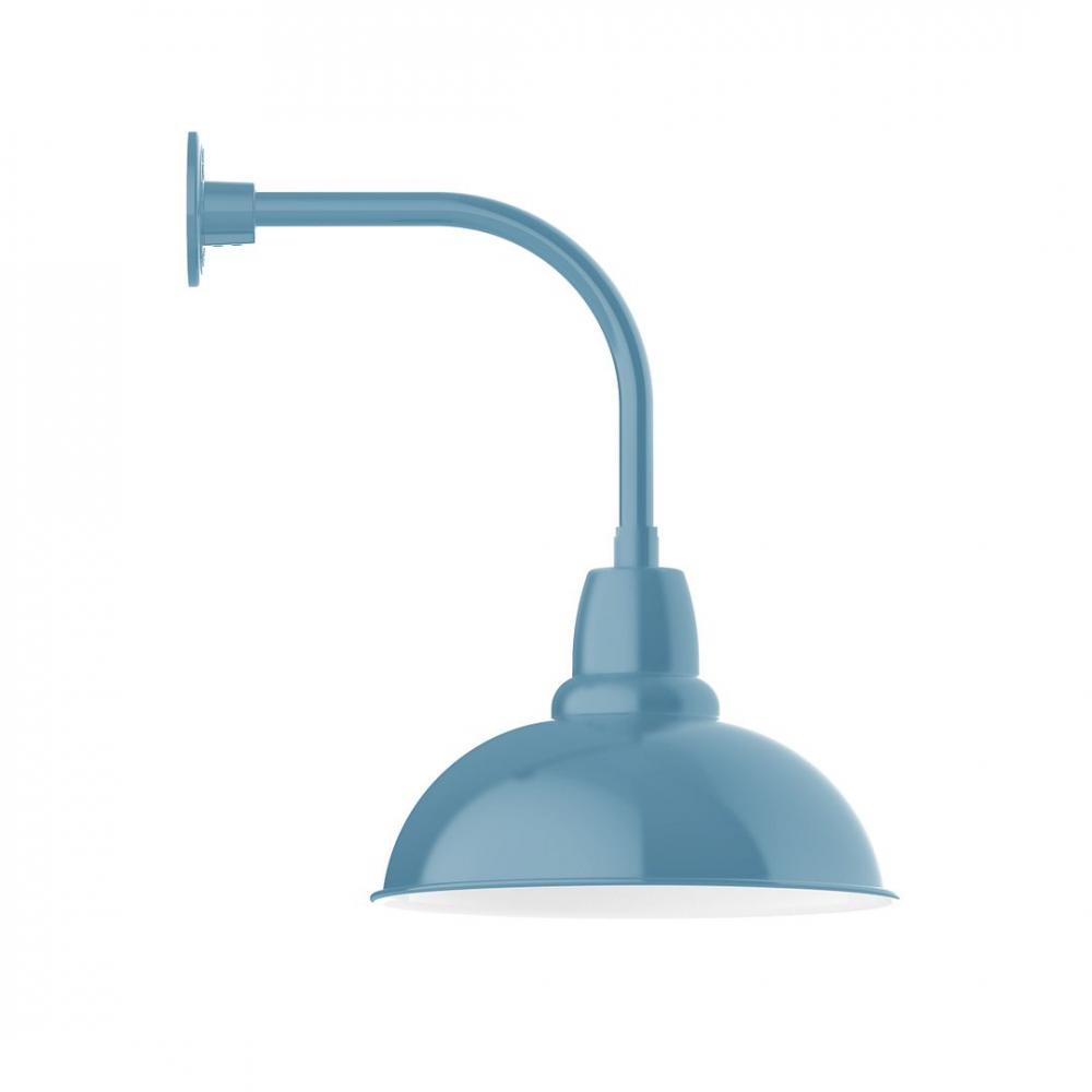 16" Cafe shade, LED Curved Arm Wall Mount, Light Blue