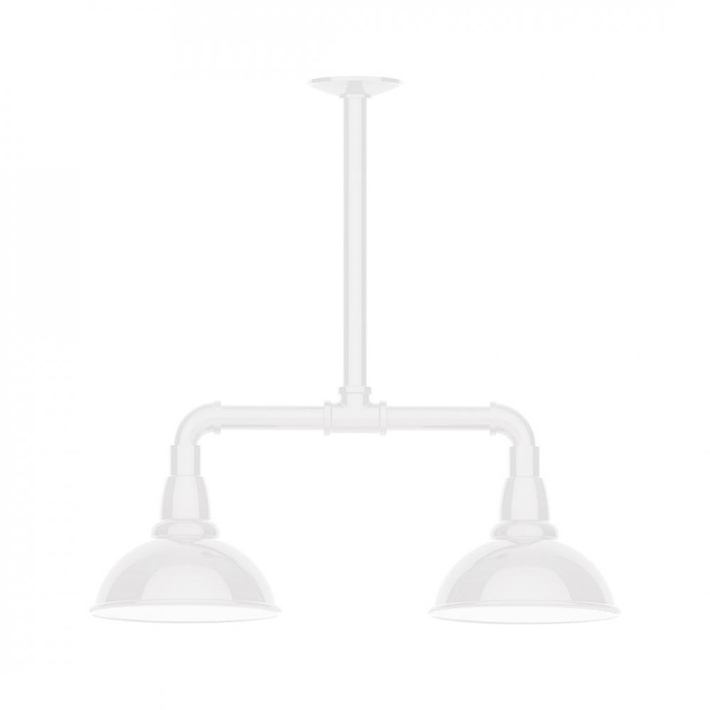 8" Cafe shade, 2-light LED Stem Hung Pendant, White