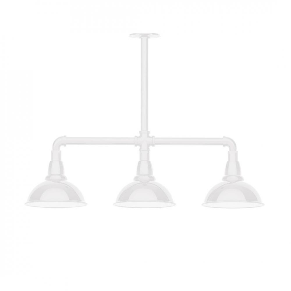 8" Cafe shade, 3-light LED Stem Hung Pendant, White