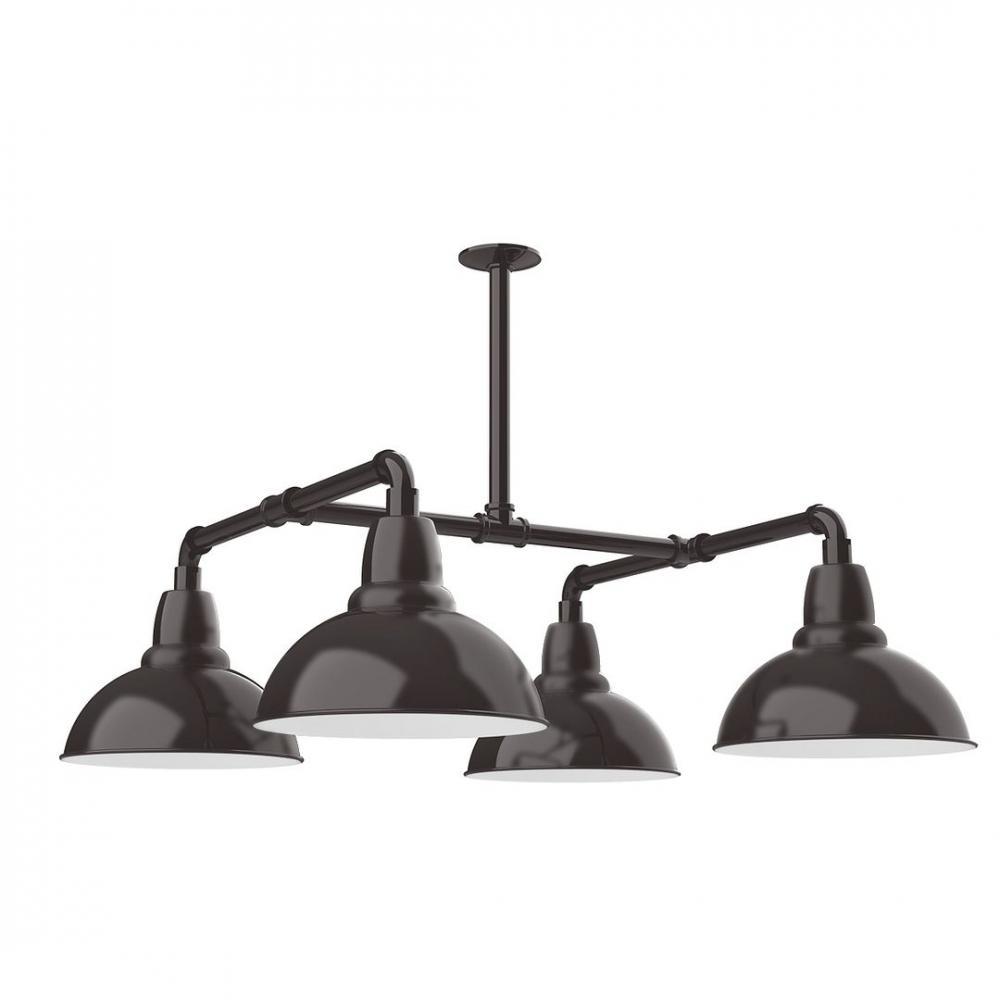 12" Cafe shade, 4-light LED Stem Hung Pendant, Architectural Bronze