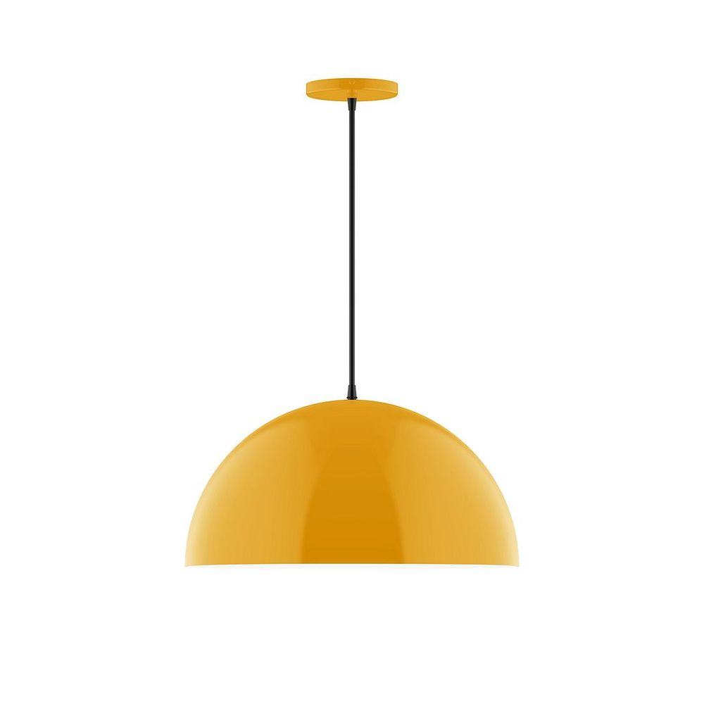 18" Axis Dome LED Pendant, cool tweed fabric cord with canopy, Bright Yellow