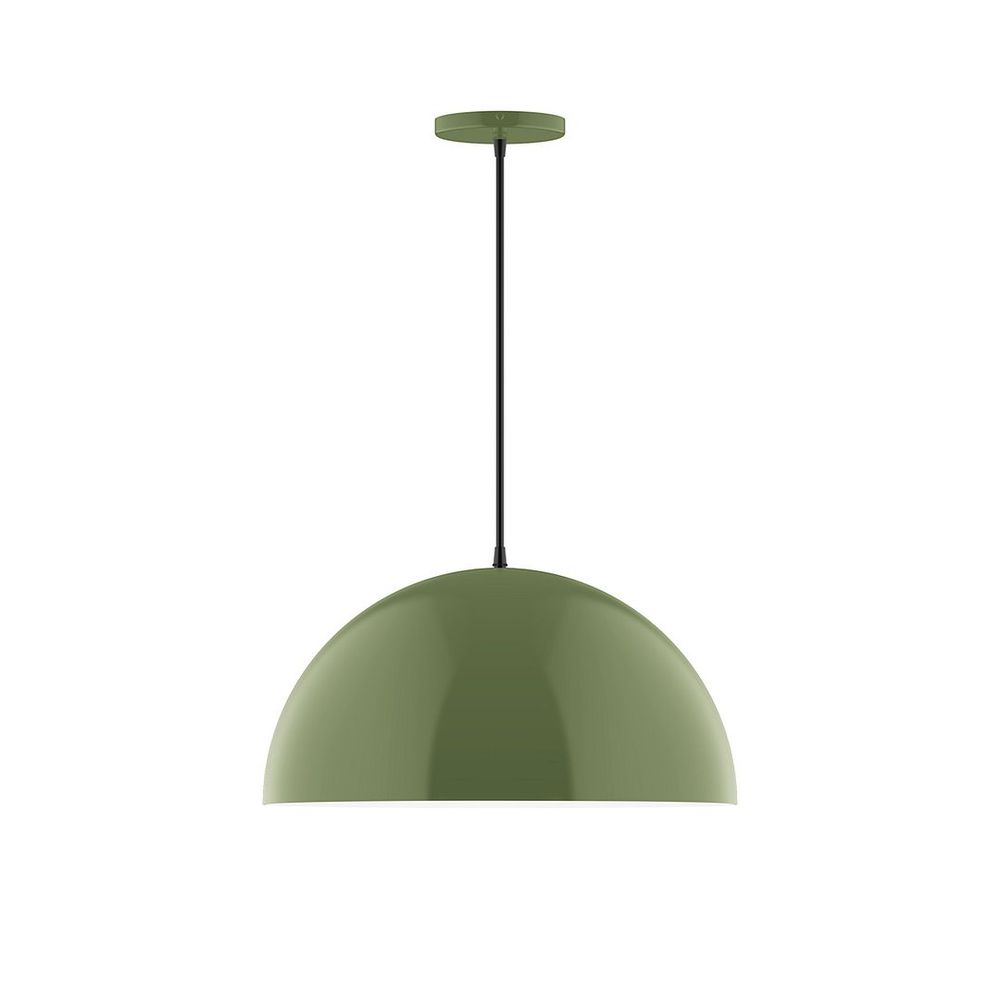 18" Axis Dome LED Pendant, navy mini tweed fabric cord with canopy, Fern Green