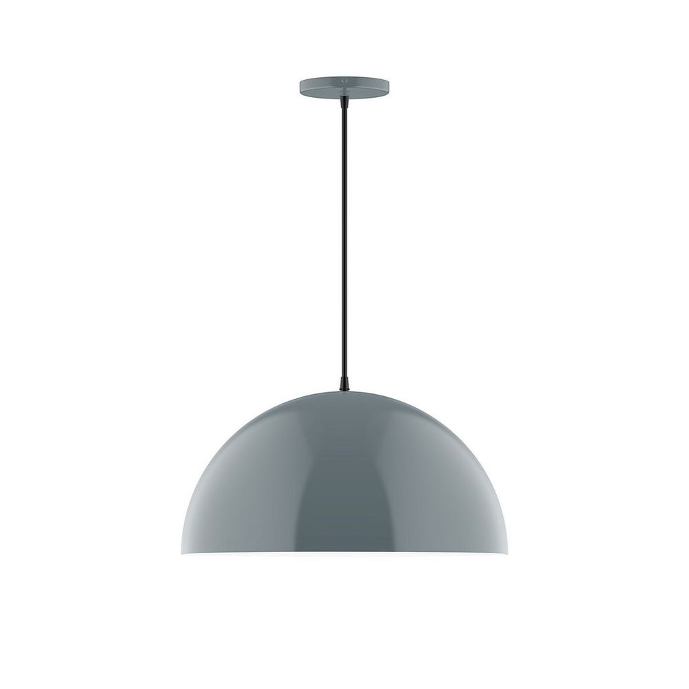 18" Axis Dome LED Pendant, white cord with canopy, Slate Gray