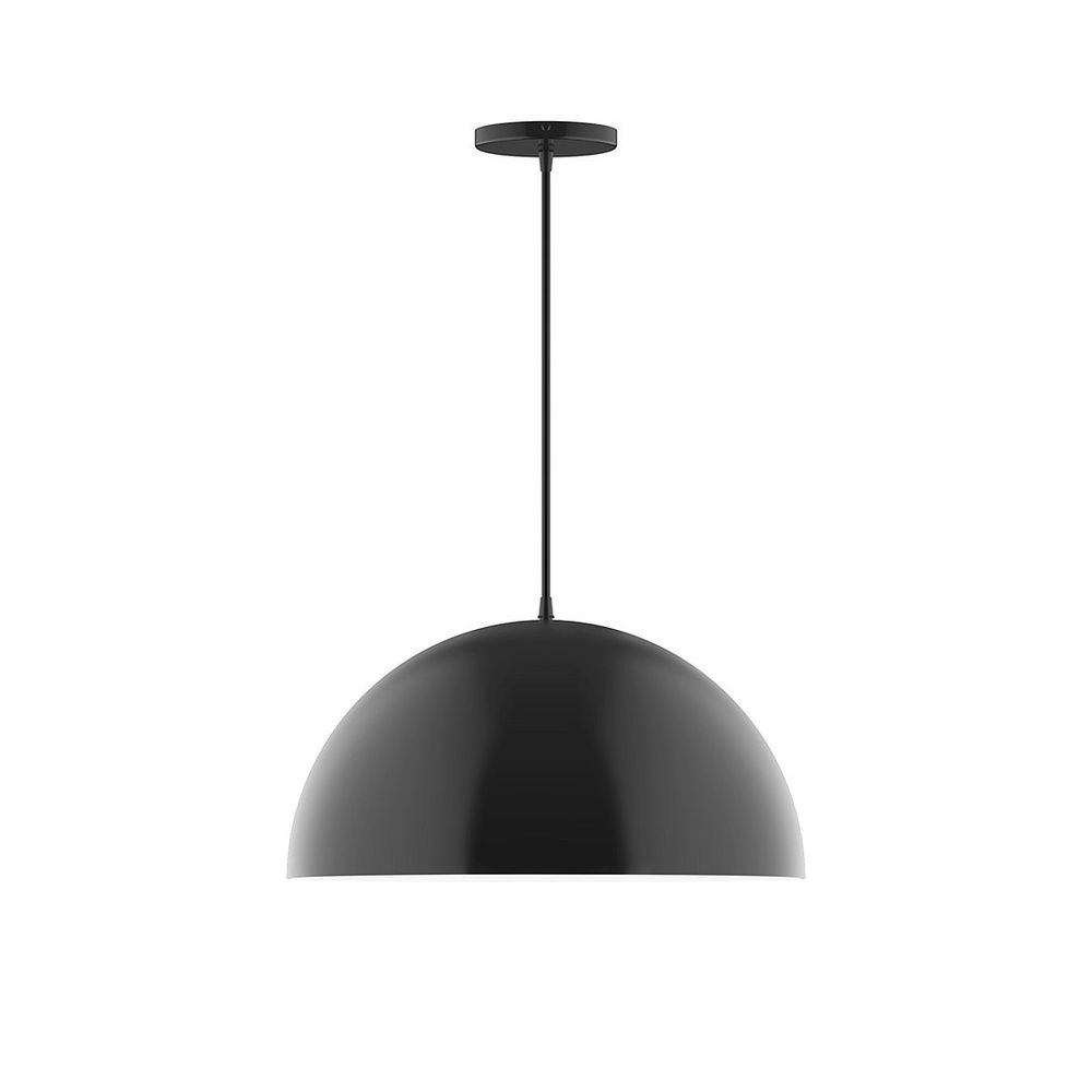 18" Axis Dome LED Pendant, cool tweed fabric cord with canopy, Black