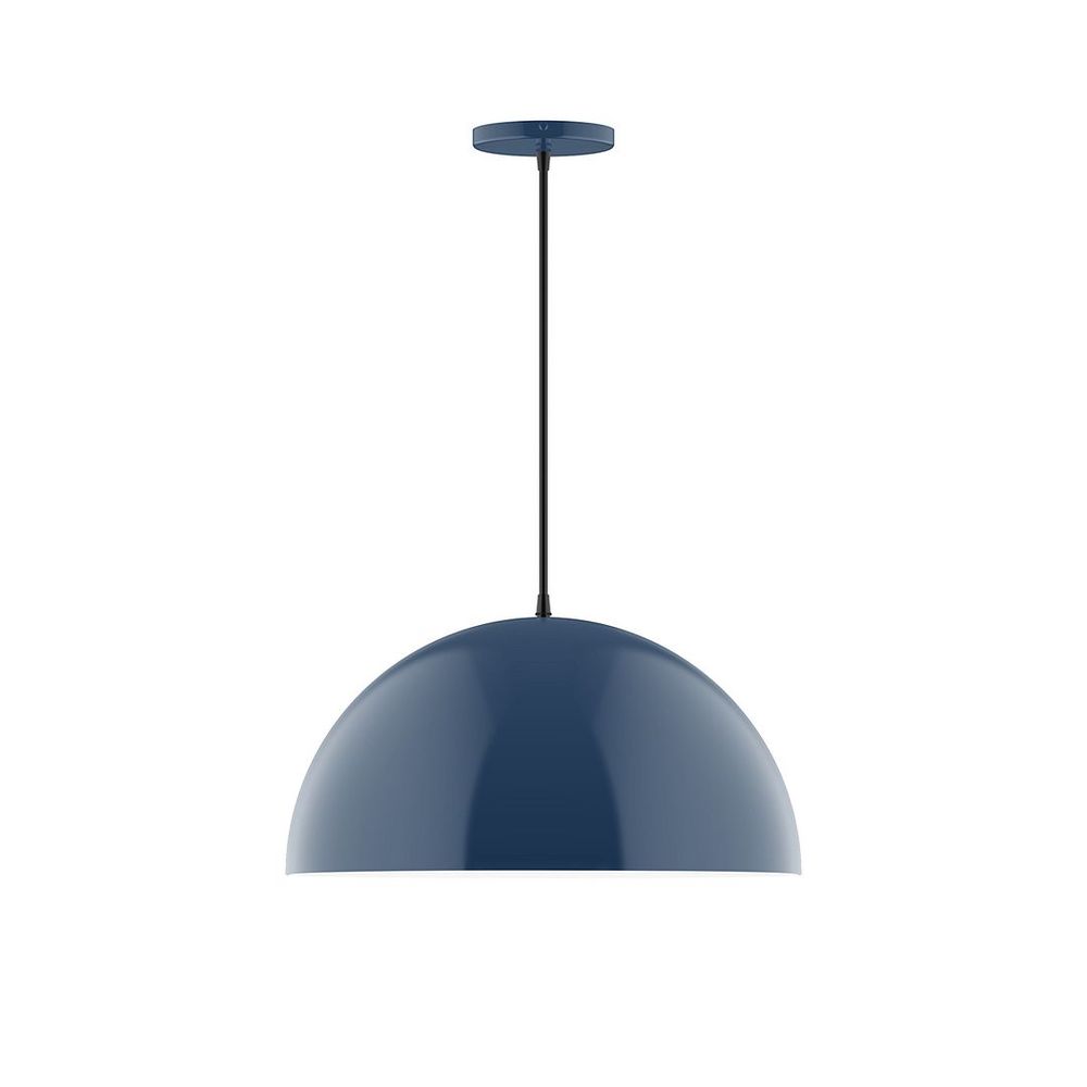 18" Axis Dome LED Pendant, gray fabric cord with canopy, Navy