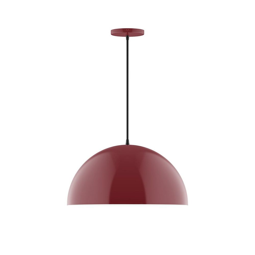 18" Axis Dome LED Pendant, gray fabric cord with canopy, Barn Red