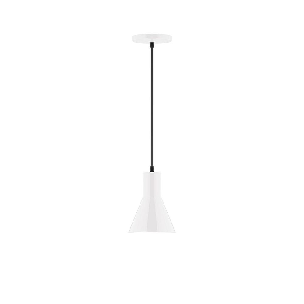 6" Axis Flared Cone LED Pendant, white fabric cord with canopy, White