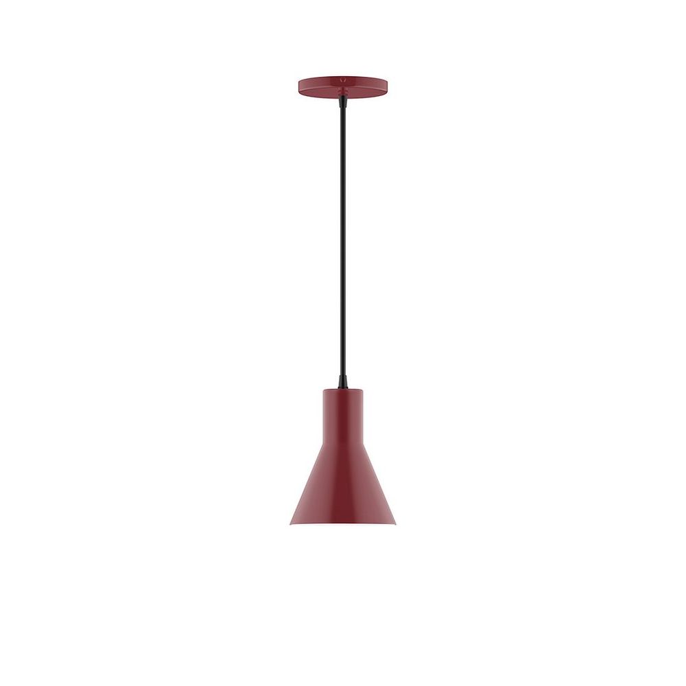 6" Axis Flared Cone LED Pendant, navy mini tweed fabric cord with canopy, Barn Red