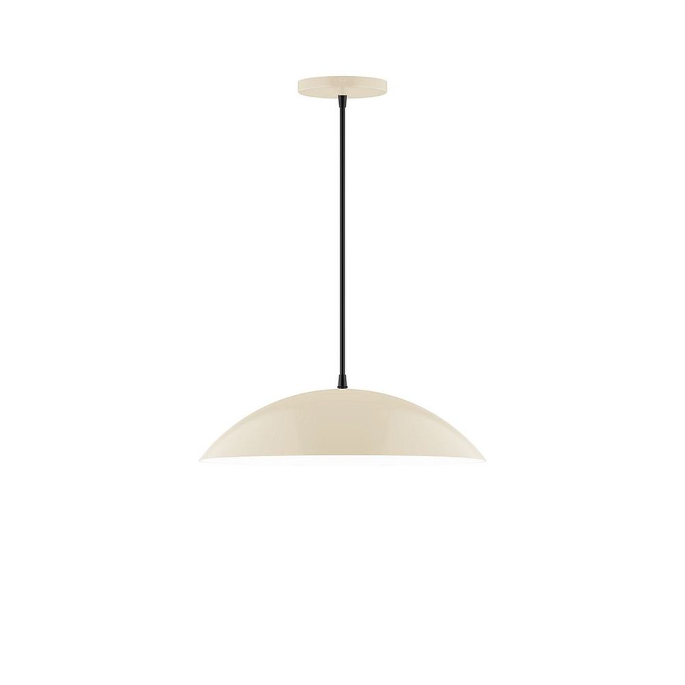 16" Axis Half Dome LED Pendant, white and gray dot fabric cord with canopy, Cream