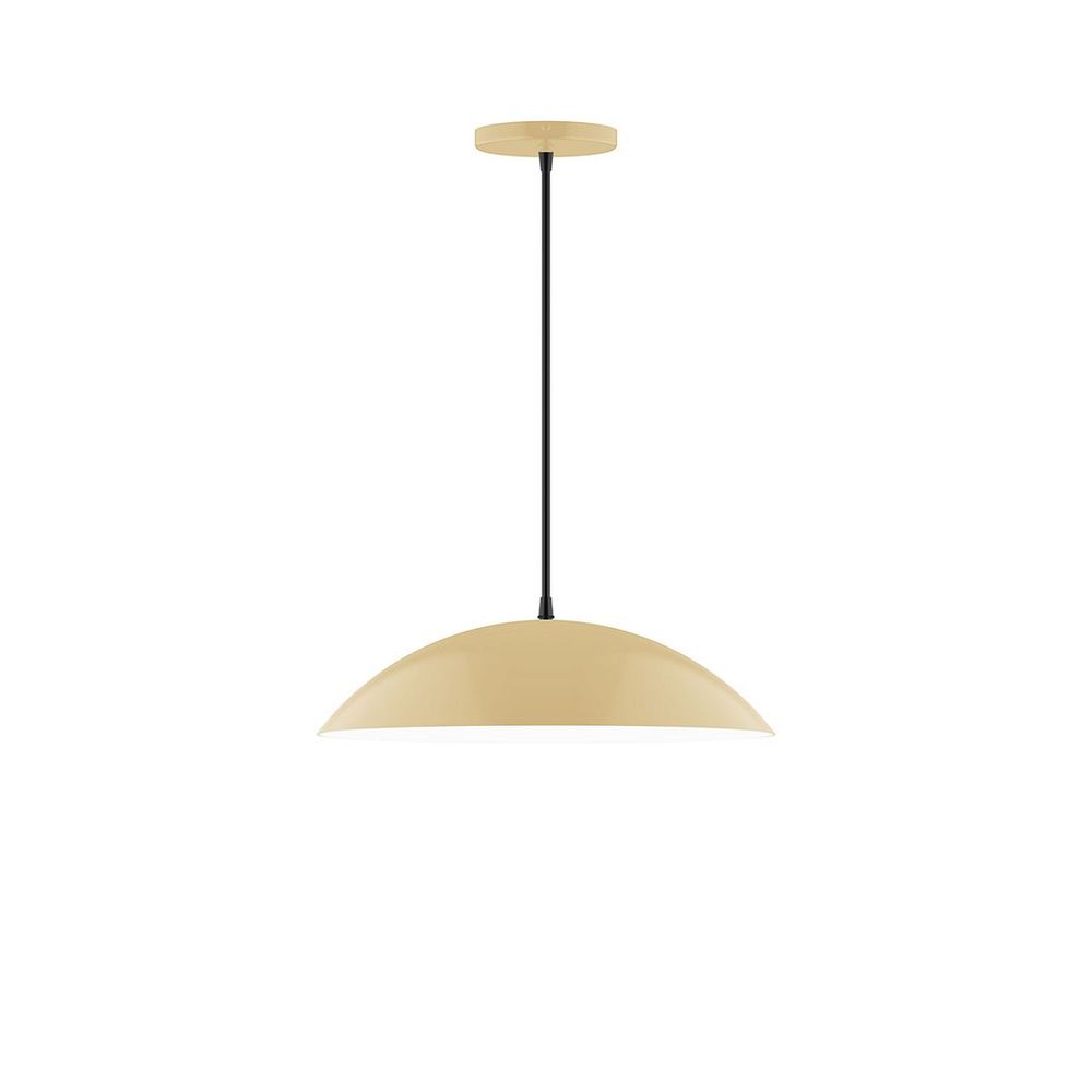 16" Axis Half Dome LED Pendant, polished copper fabric cord with canopy, Ivory