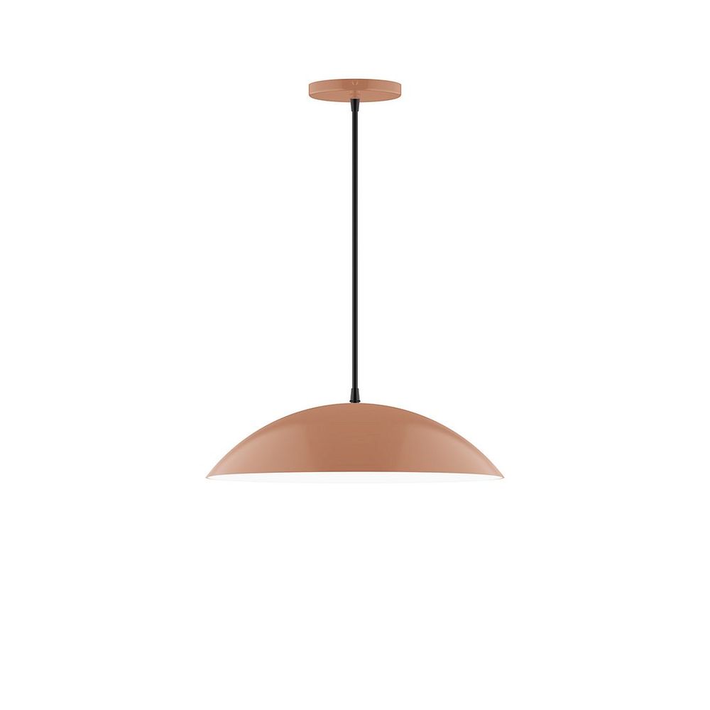 16" Axis Half Dome LED Pendant, white fabric cord with canopy, Terracotta