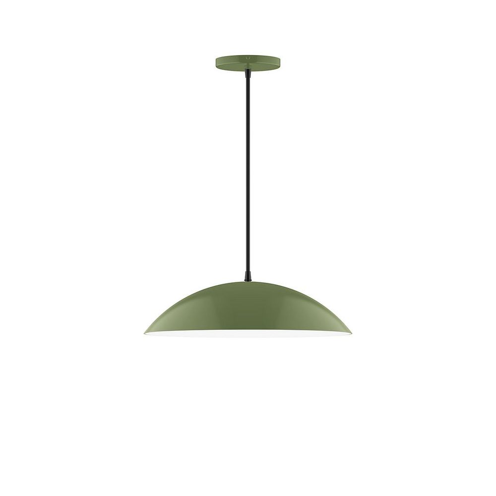 16" Axis Half Dome LED Pendant, ivory fabric cord with canopy, Fern Green