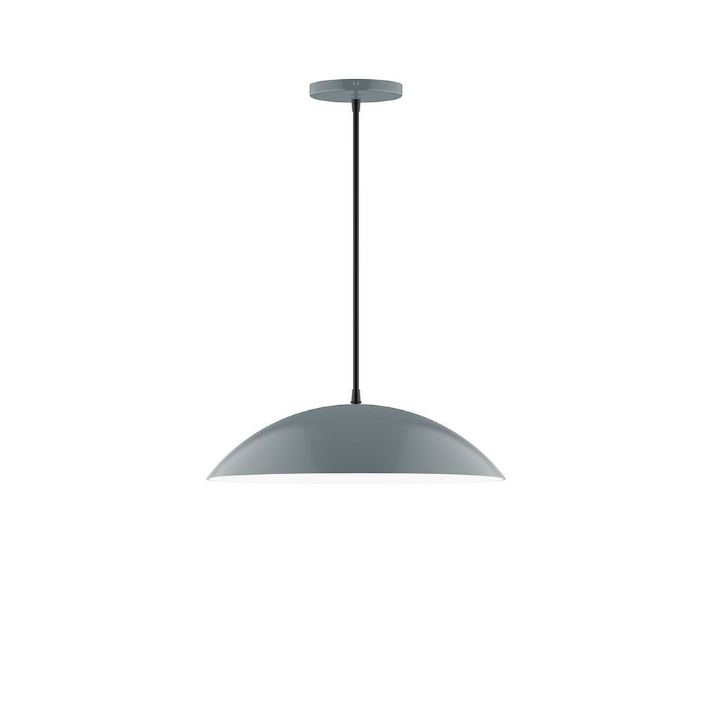 16" Axis Half Dome LED Pendant, white cord with canopy, Slate Gray