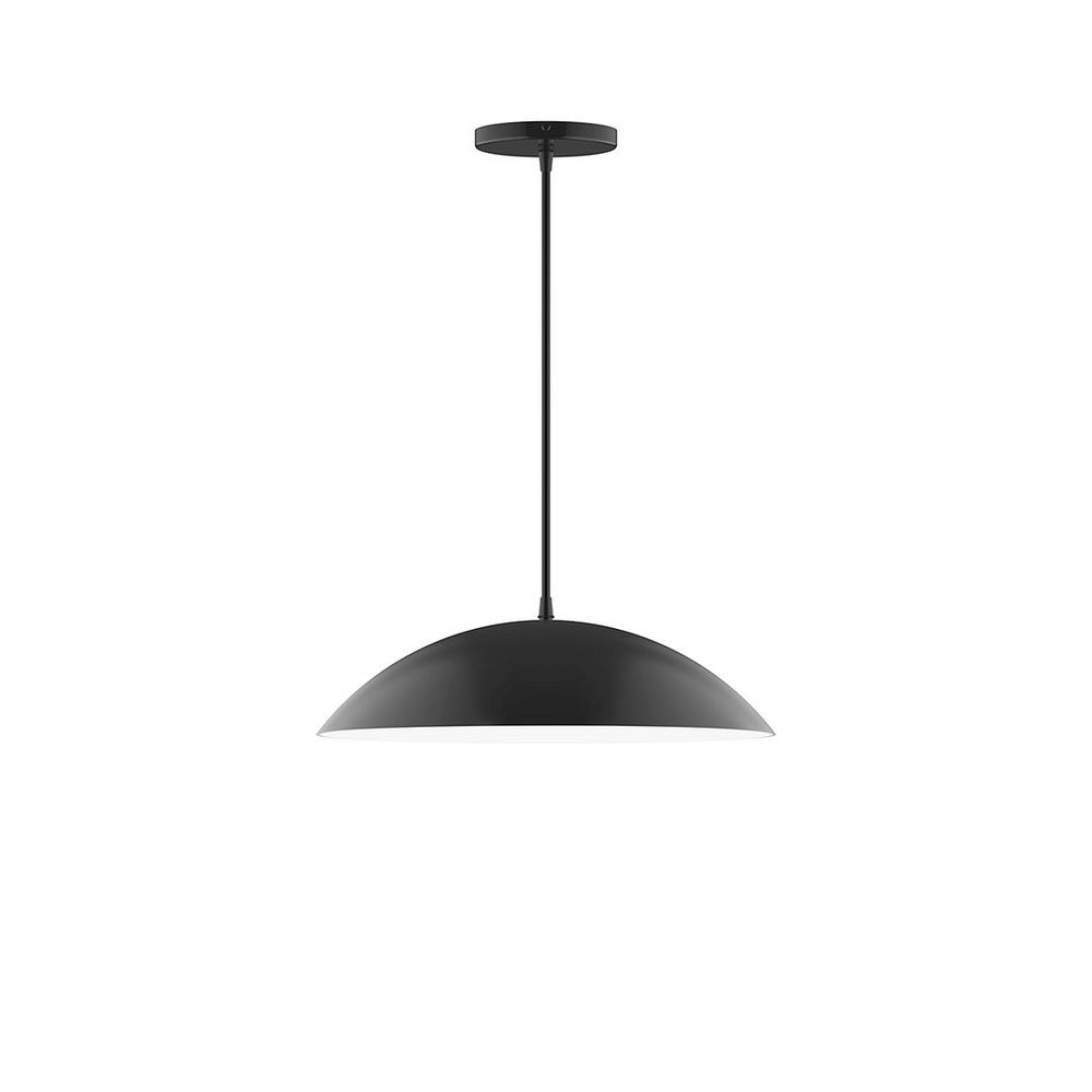 16" Axis Half Dome LED Pendant, gray fabric cord with canopy, Black